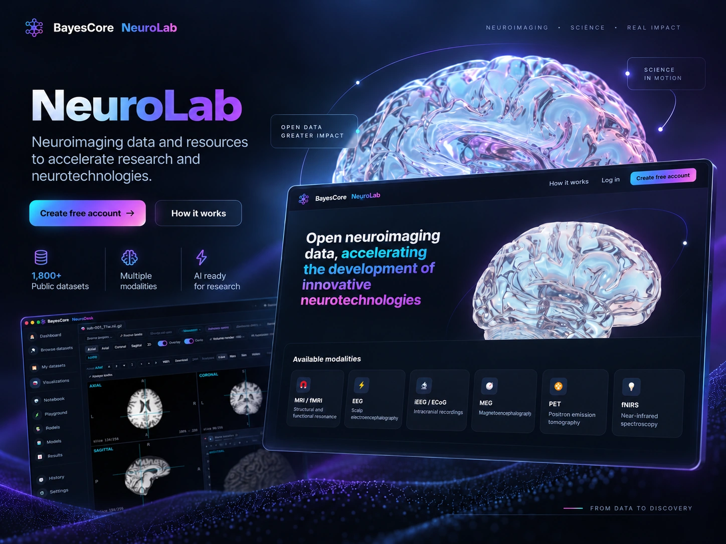 NeuroLab artwork: neuroimaging data and resources to support research and neurotechnologies.